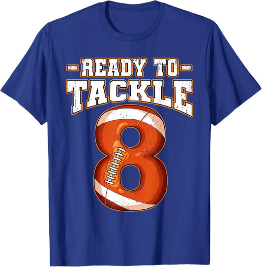 8th Birthday Football T-Shirt - T-Shirt | Royal