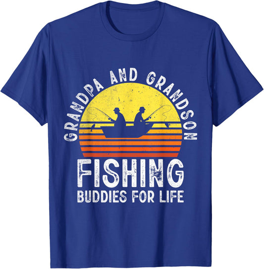 Grandpa and Grandson Fishing Buddies for Life Matching T-Shirt - T-Shirt | Royal