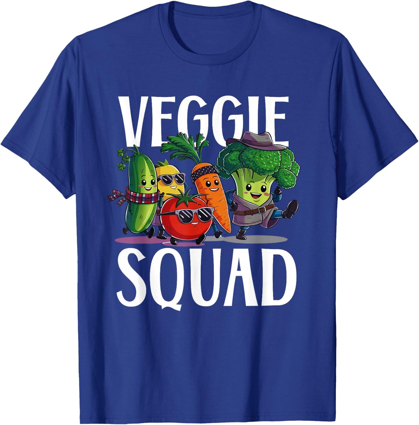 Veggie Squad Retro Vegetable Party Vegan Vegetarian crew T-Shirt - T-Shirt | Royal