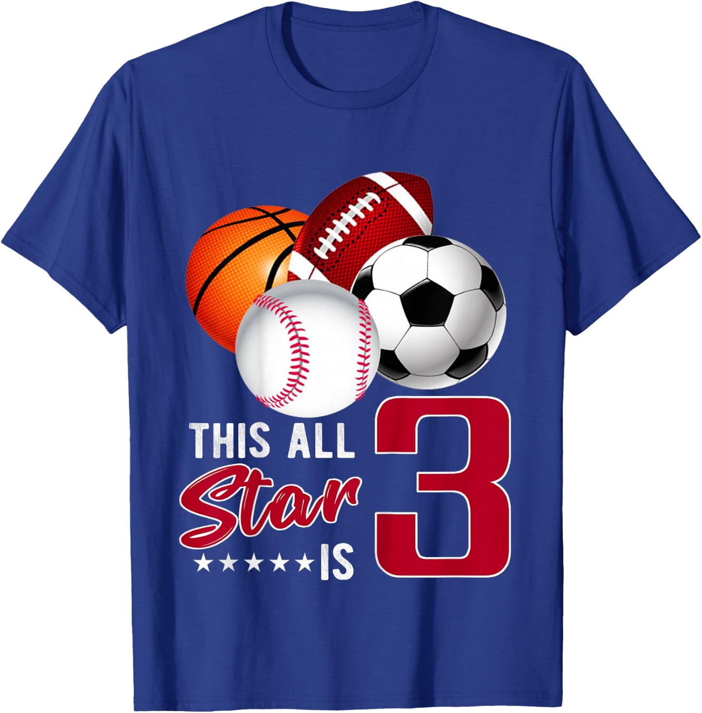 This All Star is 3 Years Old Gift Kids Birthday T-Shirt - T-Shirt | Royal