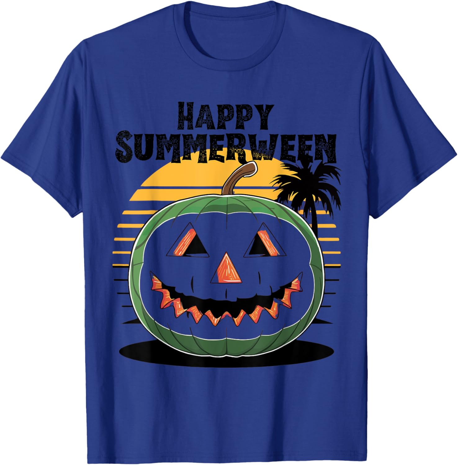 Happy Summerween Watermelon Jack-o'-Lantern Summer Halloween Women Kids T-Shirt - T-Shirt | Royal
