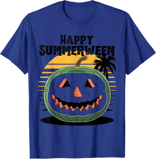 Happy Summerween Watermelon Jack-o'-Lantern Summer Halloween Women Kids T-Shirt - T-Shirt | Royal