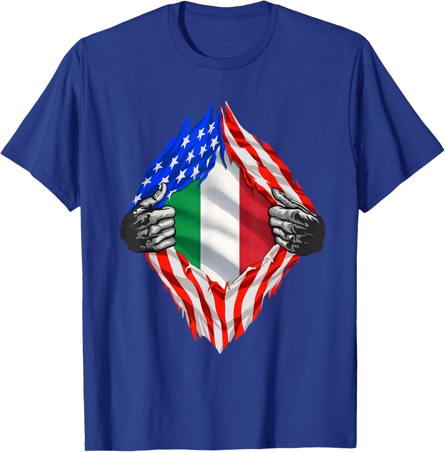 Italian American Flag T Shirt America Italy Roots Italian T-Shirt - T-Shirt | Royal