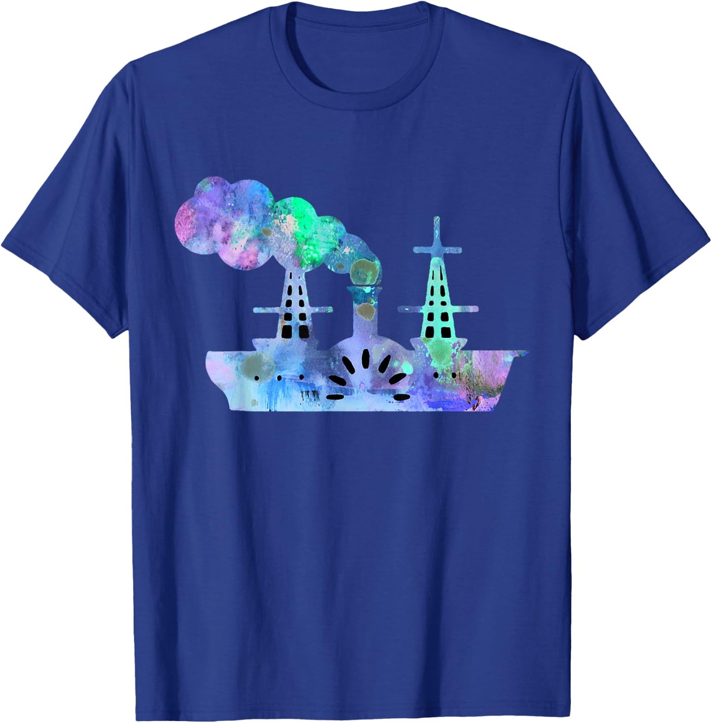 River Steam Boat Watercolor Design T-Shirt - T-Shirt | Royal