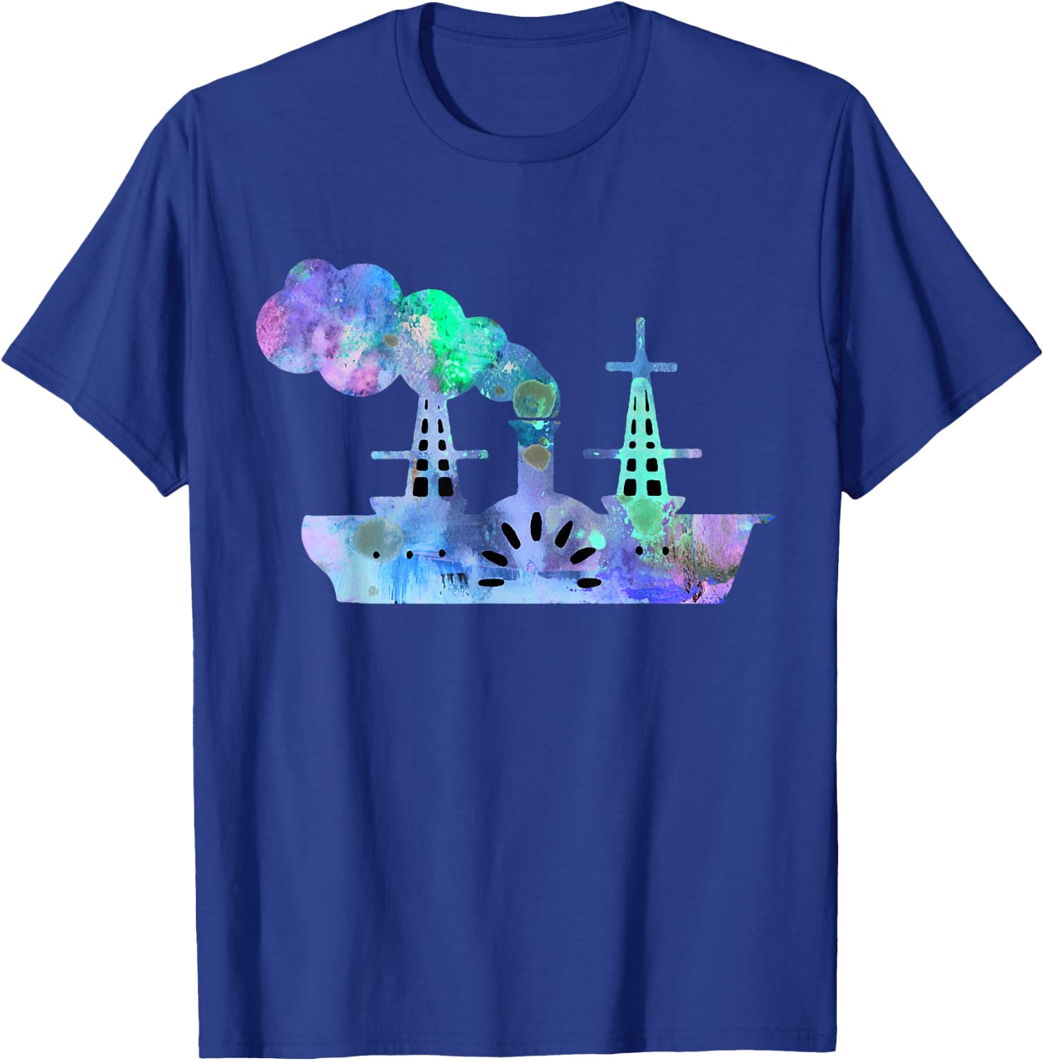 River Steam Boat Watercolor Design T-Shirt - T-Shirt | Royal