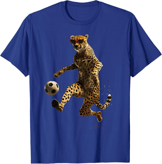 Cheetah Soccer Football T-Shirt - T-Shirt | Royal