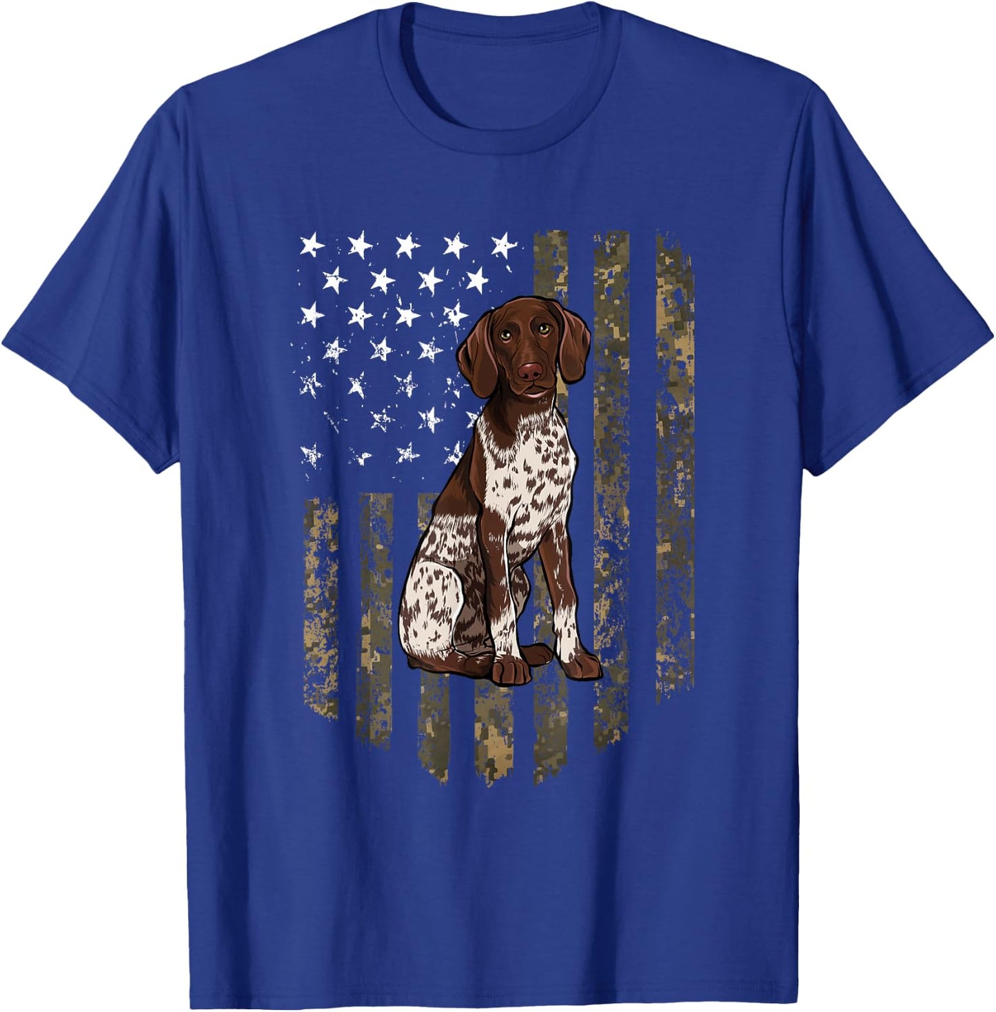 Camo American Flag German Shorthaired Pointer 4th of July T-Shirt - T-Shirt | Royal