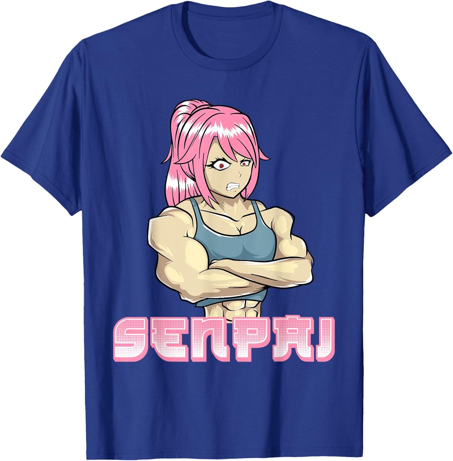 Senpai Muscle Muscular Girl Gym Workout Manga Japanese Anime T-Shirt - T-Shirt | Royal
