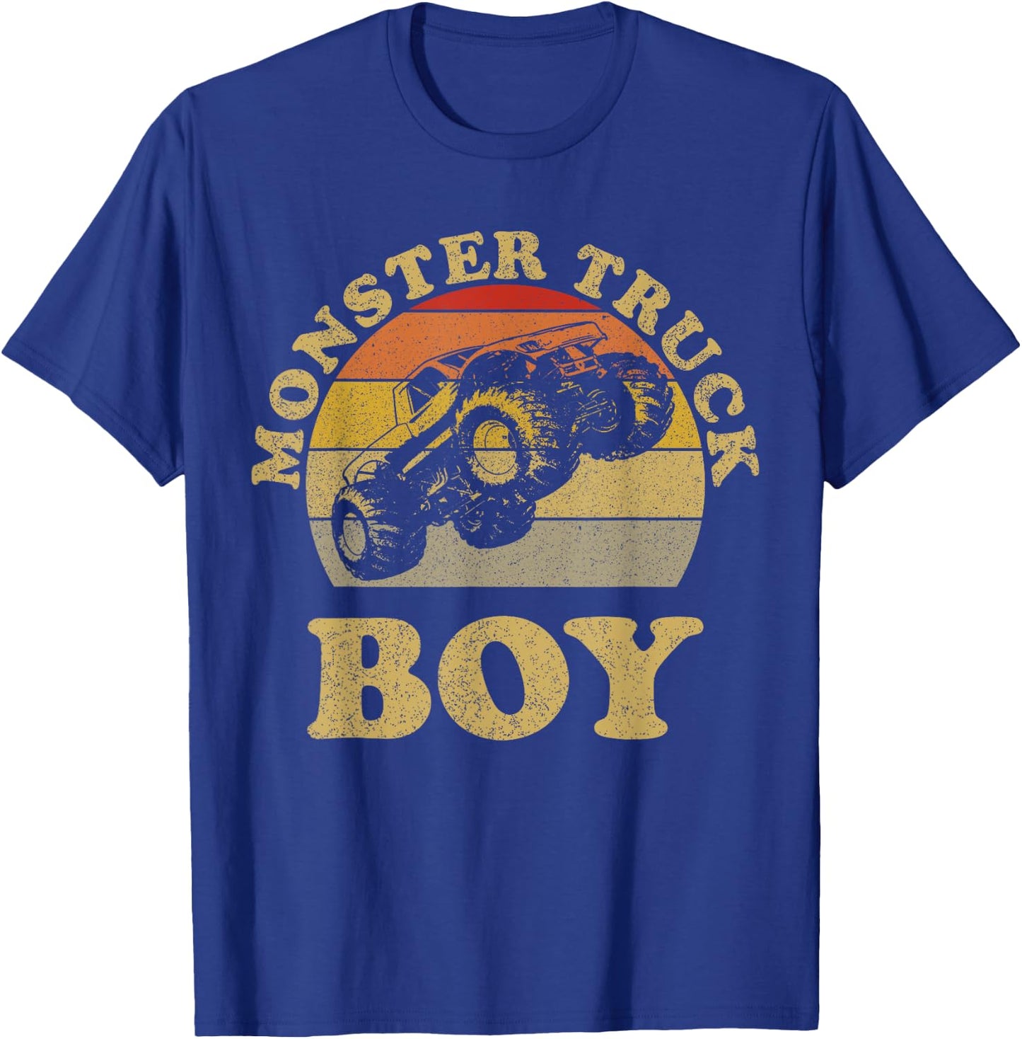 Monster Truck Boys Clothes Shirt Vintage Retro Sunset Boy T-Shirt - T-Shirt | Royal
