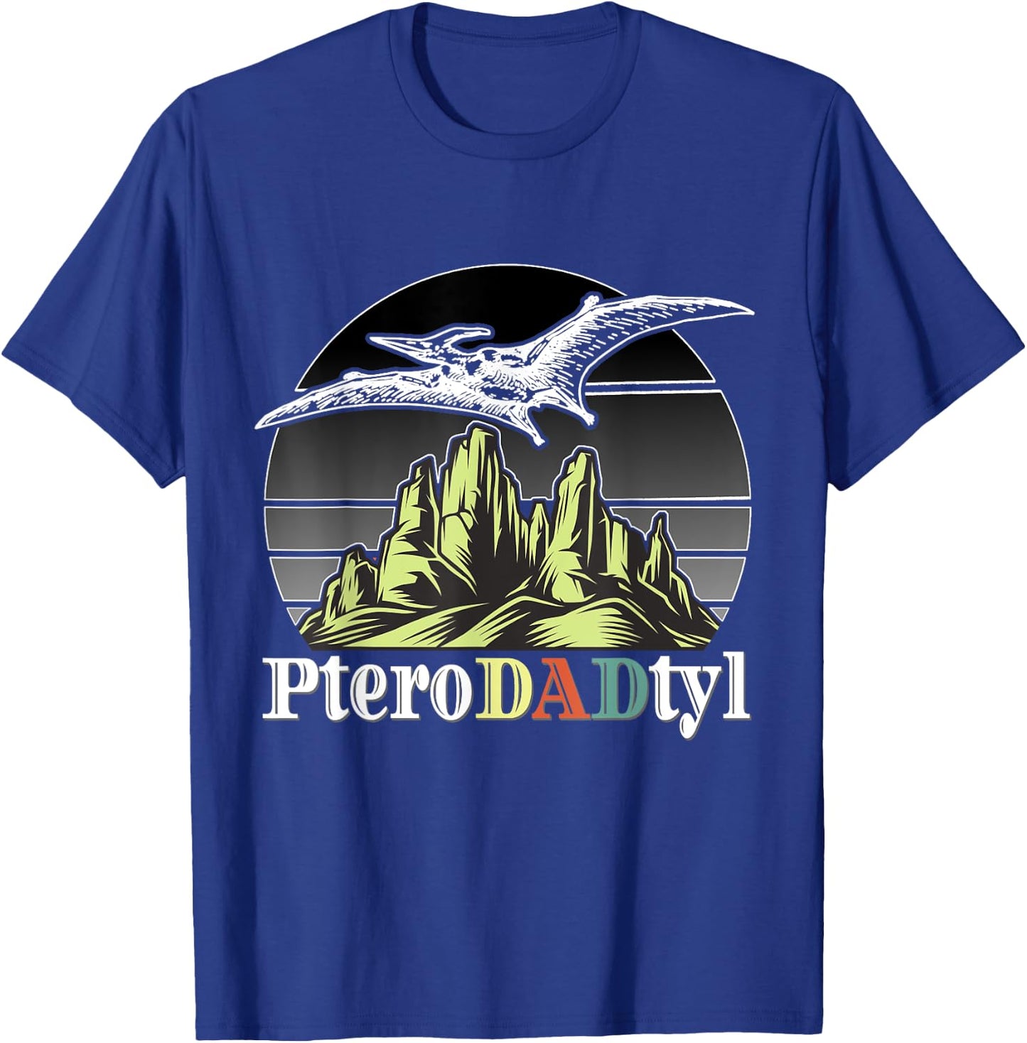 Funny Pterodactyl PteroDADtyl Awesome Dads Father Papa Daddy T-Shirt - T-Shirt | Royal