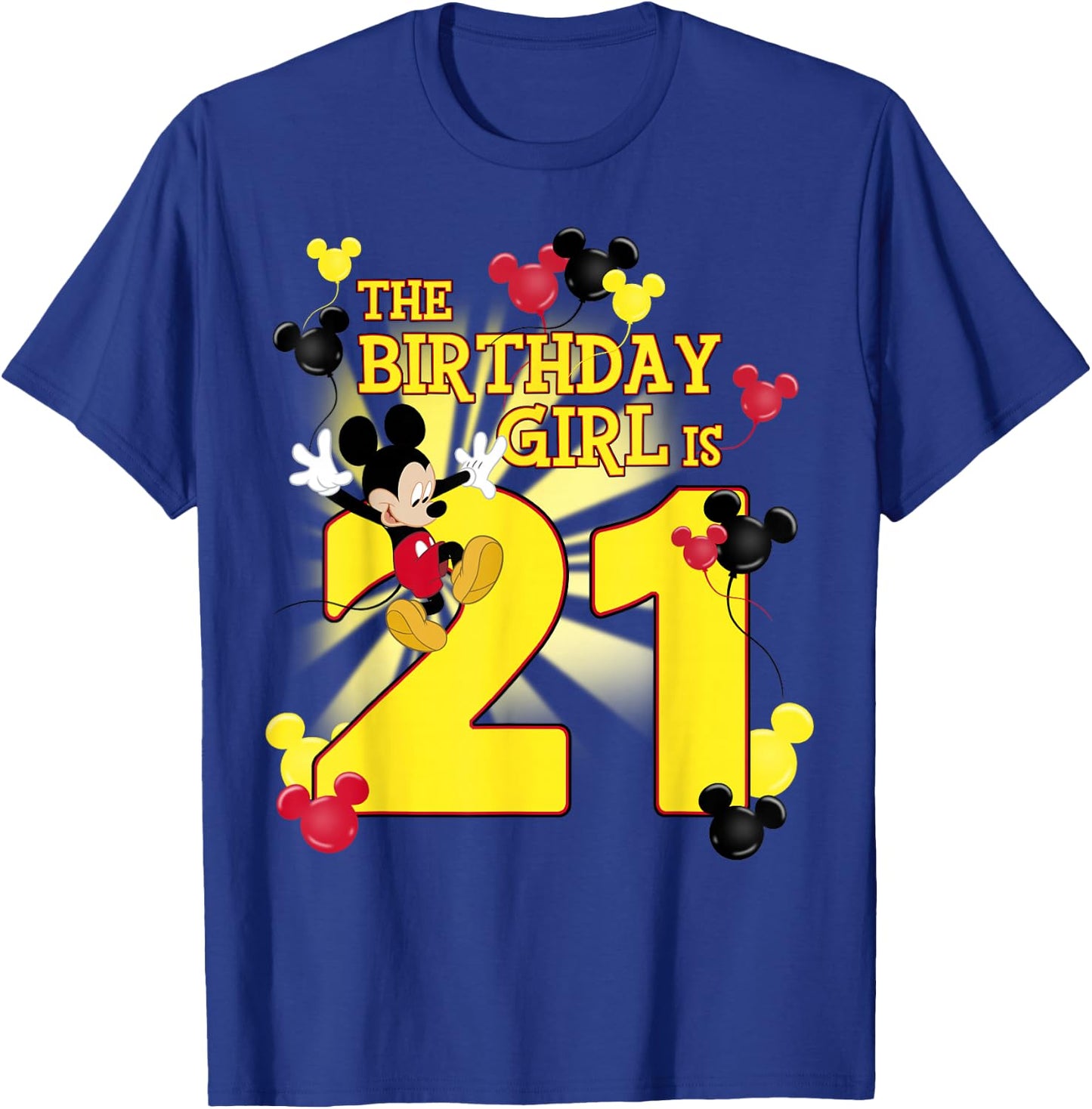 Disney Mickey and Friends Mickey 21st Birthday Girl T-Shirt - T-Shirt | Royal