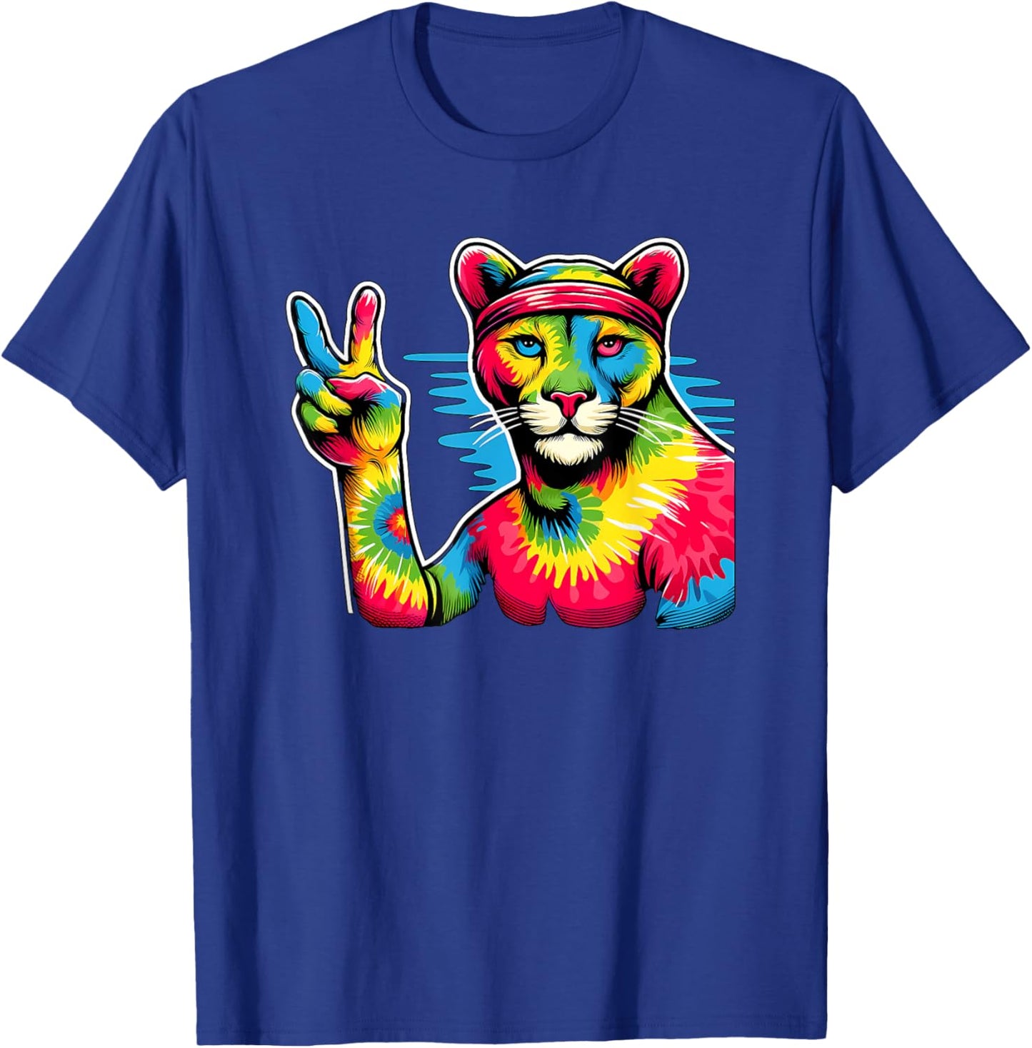 Peace Sign Tie Dye Cougar T-Shirt - T-Shirt | Royal