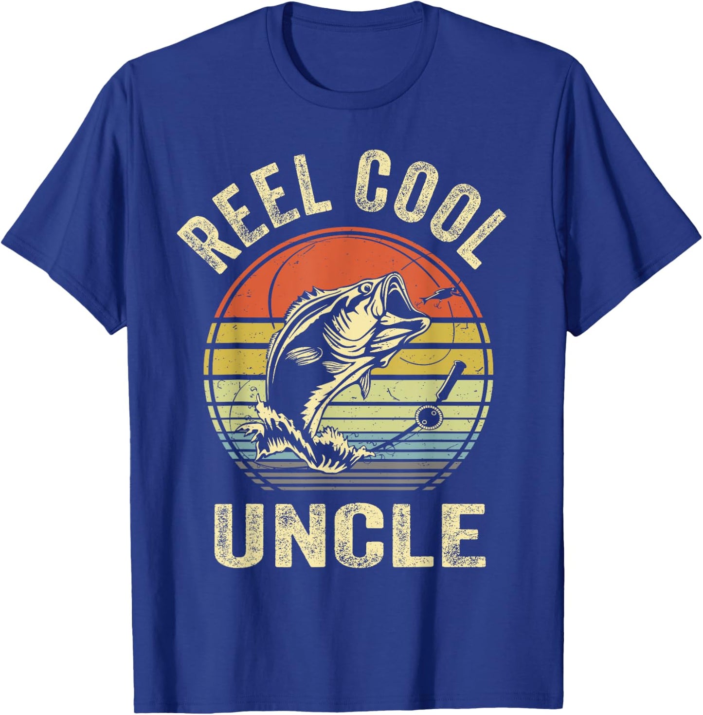 Fishing Reel Cool Uncle Bass Fish Funny Dad Graphic T-Shirt - T-Shirt | Royal