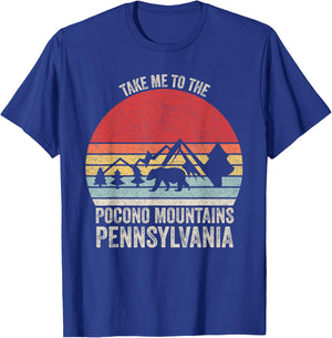Vintage Retro Take Me To The Pocono Mountains Pennsylvania T-Shirt - T-Shirt | Royal