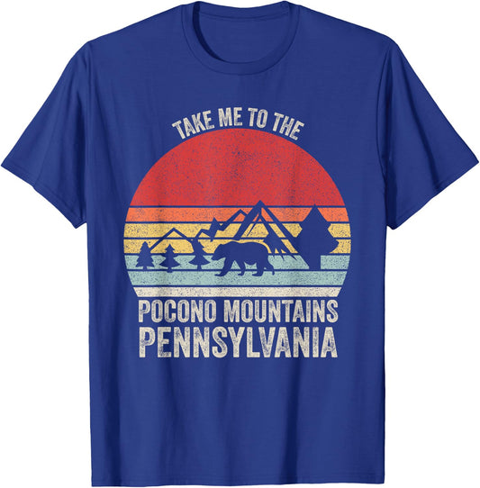 Vintage Retro Take Me To The Pocono Mountains Pennsylvania T-Shirt - T-Shirt | Royal