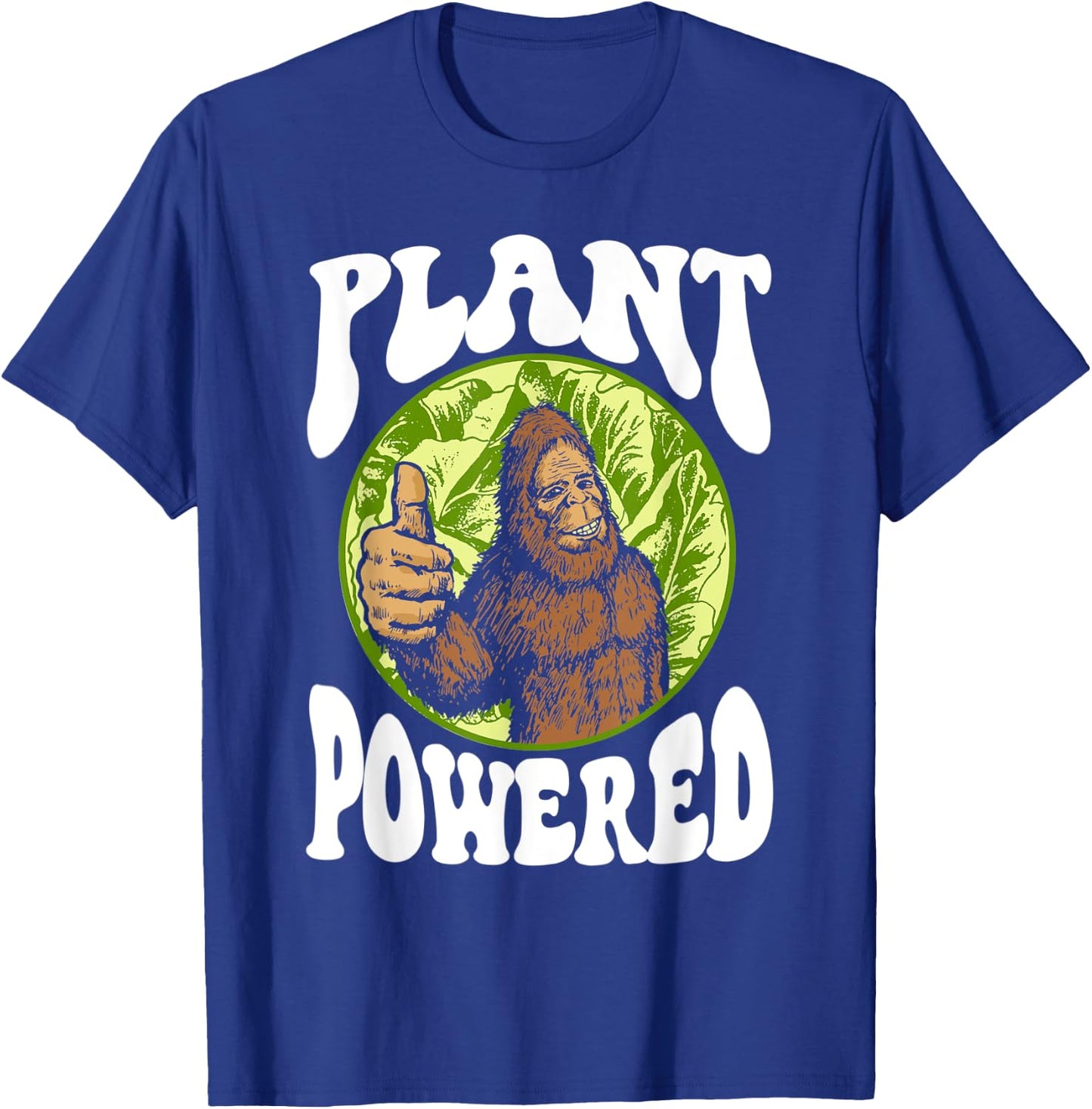 Plant-Powered Funny Vegan Vegetarian Bigfoot Squatch Retro T-Shirt - T-Shirt | Royal