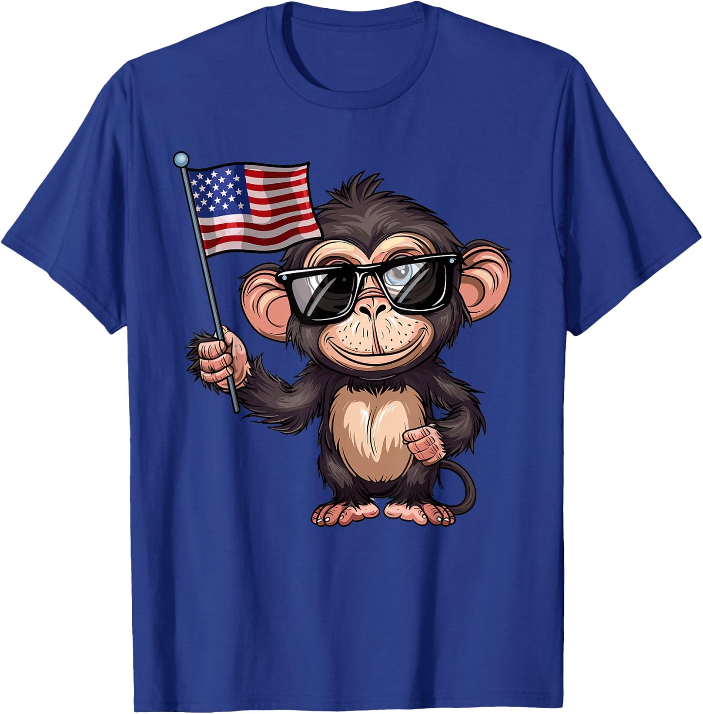 Monkey USA Flag - Funny Monkey Lovers 4th of July T-Shirt - T-Shirt | Royal