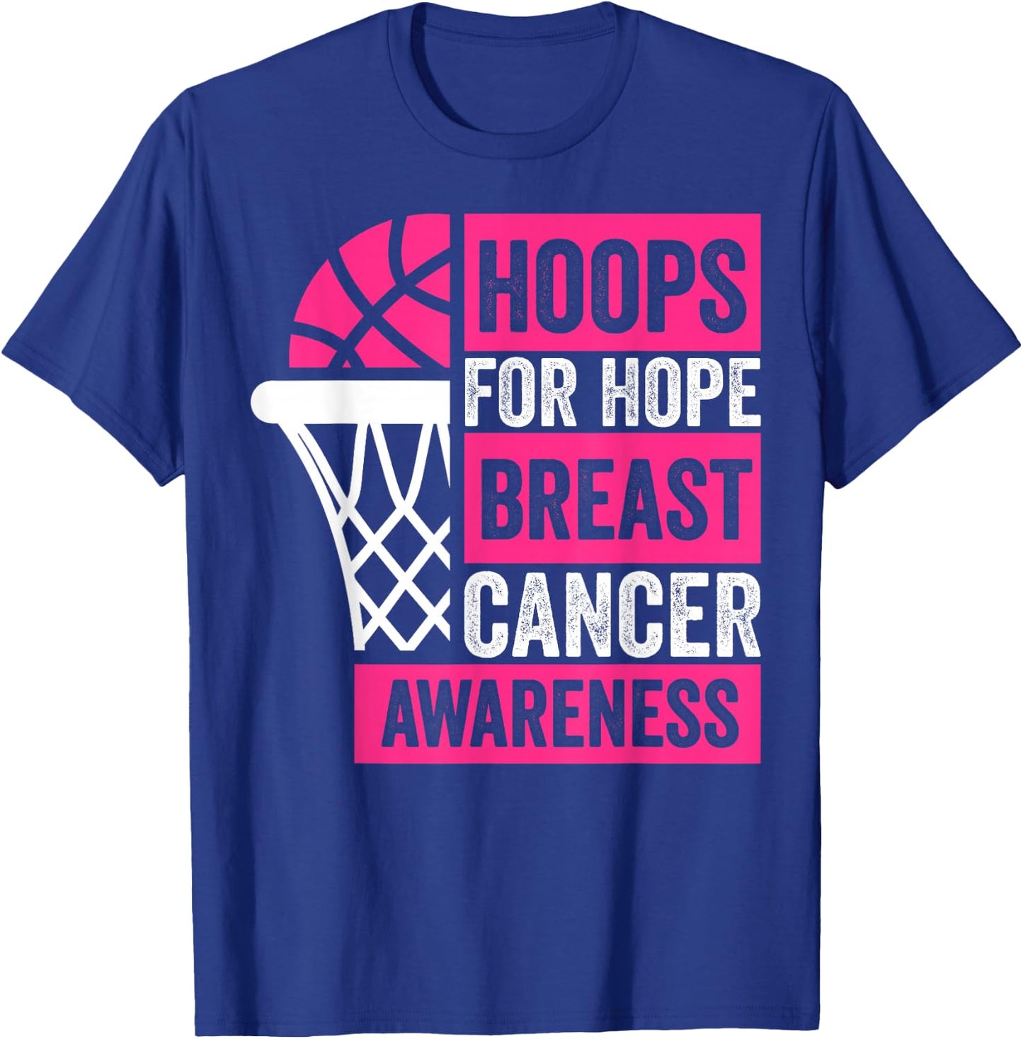 Hoops For Hope Basketball Family Breast Cancer Awareness T-Shirt - T-Shirt | Royal