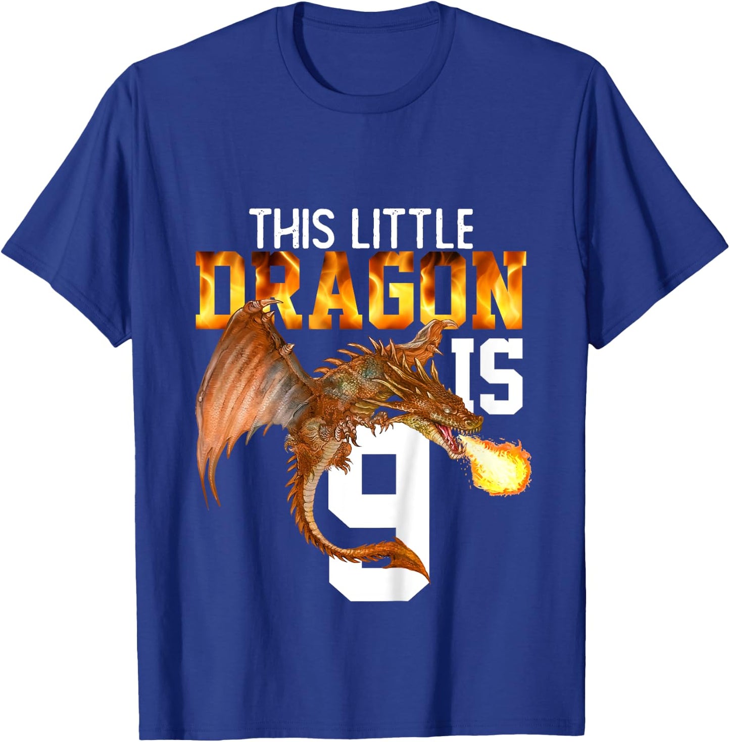 Turning 9 Year Old Birthday Gift Boy Dragon 9th Bday Girl T-Shirt - T-Shirt | Royal