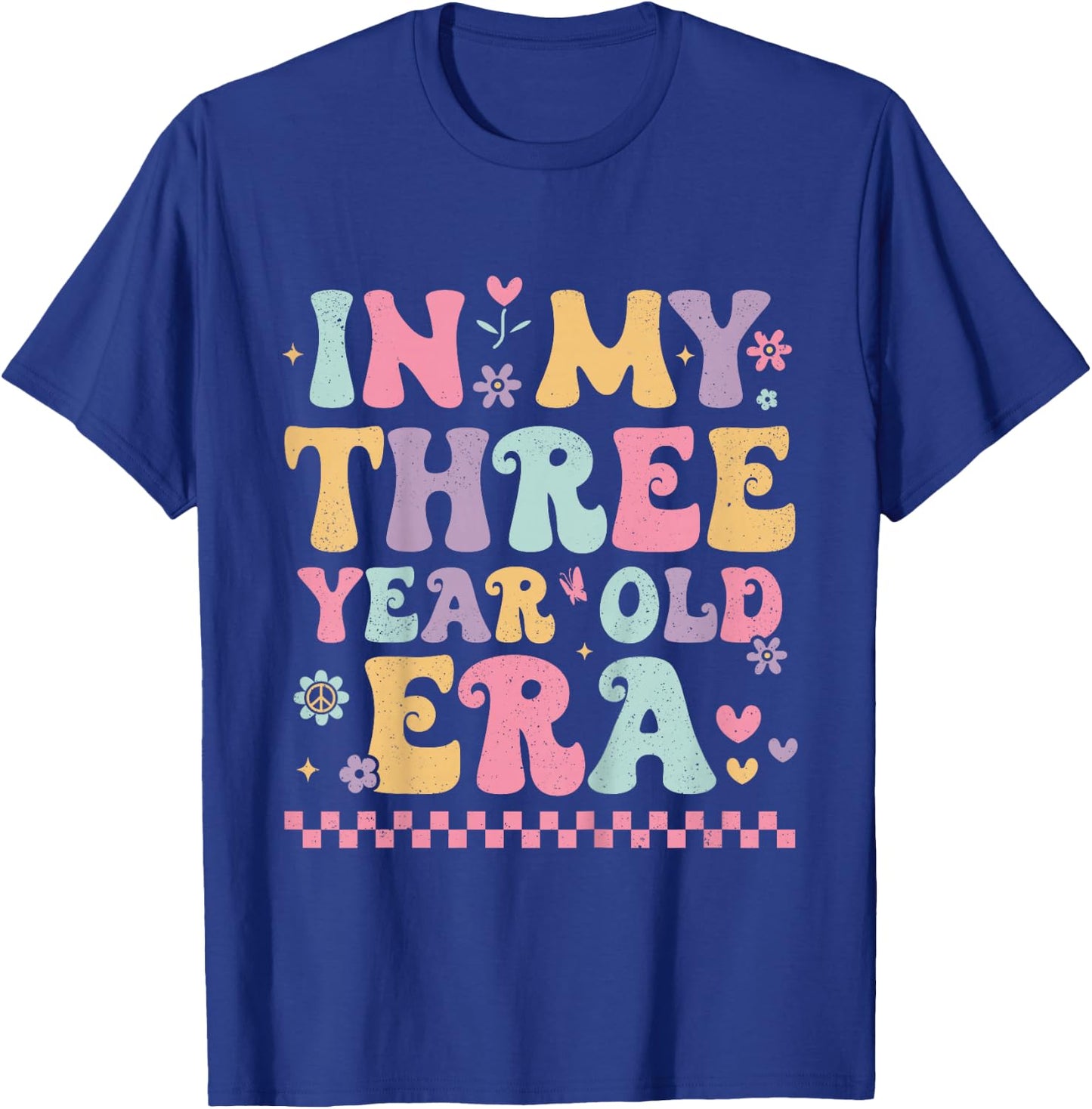 Kids In My Three Year Old Era Bday Groovy Retro 3rd Birthday Girl T-Shirt - T-Shirt | Royal