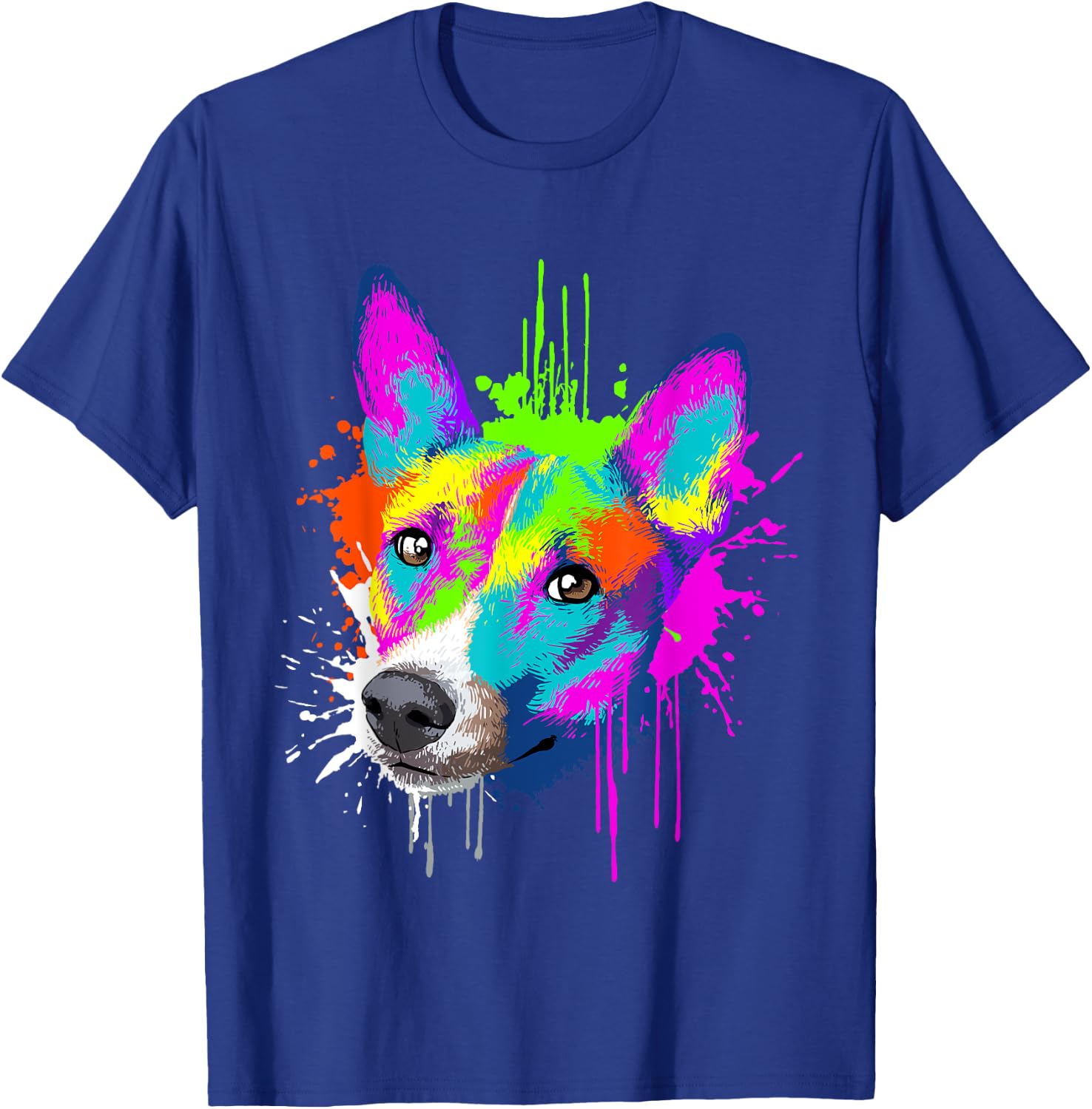 Splash Art Basenji Dog Holder Gift Dogs Men Women Kids T-Shirt - T-Shirt | Royal