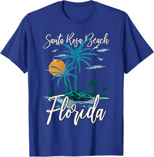 Family Vacation Retro Sunset Florida Santa Rosa Beach T-Shirt - T-Shirt | Royal