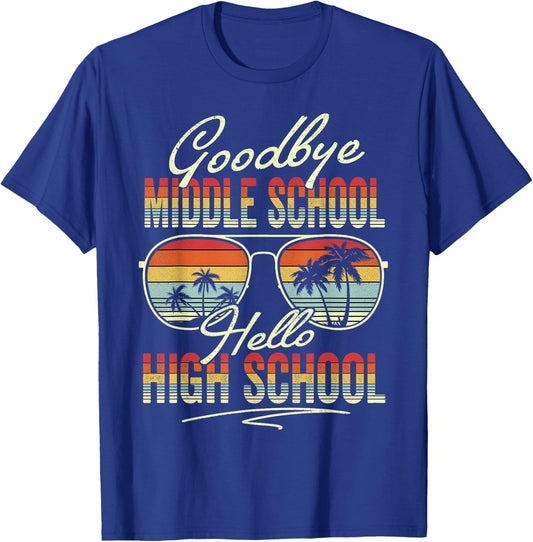 Vintage Goodbye Middle School Hello High School Summer Kids T-Shirt - T-Shirt | Royal