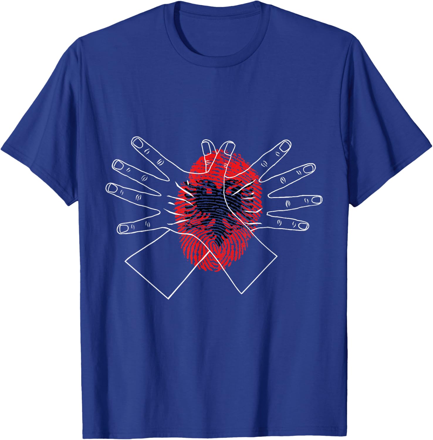 Shqipe Albania Double Headed Eagle Hand Sign Gesture T-Shirt - T-Shirt | Royal