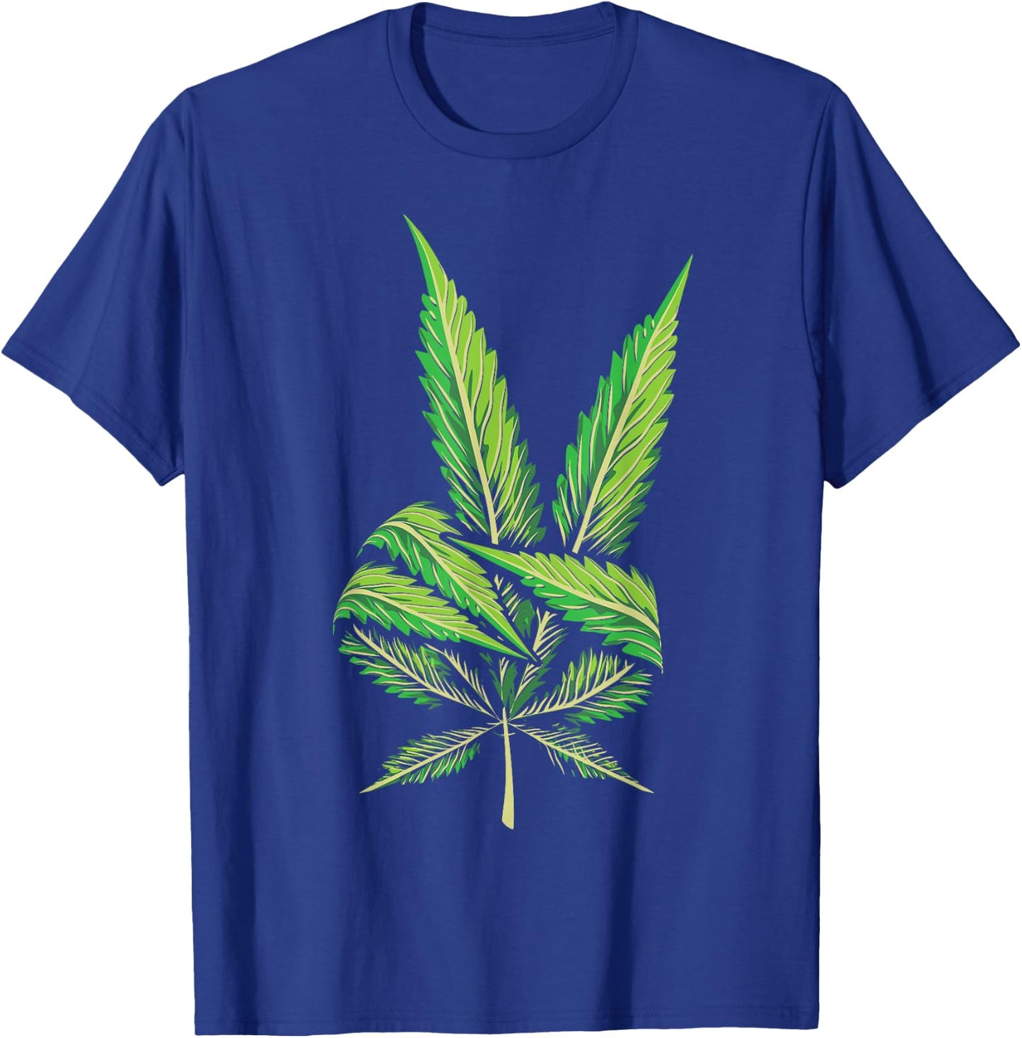 Funny Peace Hand Weed Gift Cool Marijuana Leaf Peace Sign T-Shirt - T-Shirt | Royal