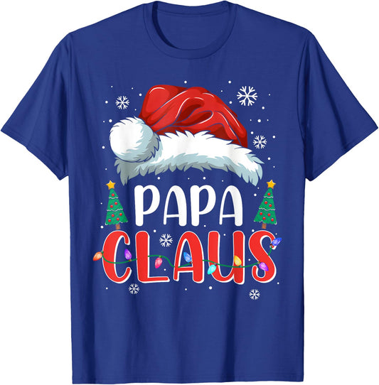 Papa Claus Shirt Christmas Lights Pajama Family Matching T-Shirt - T-Shirt | Royal