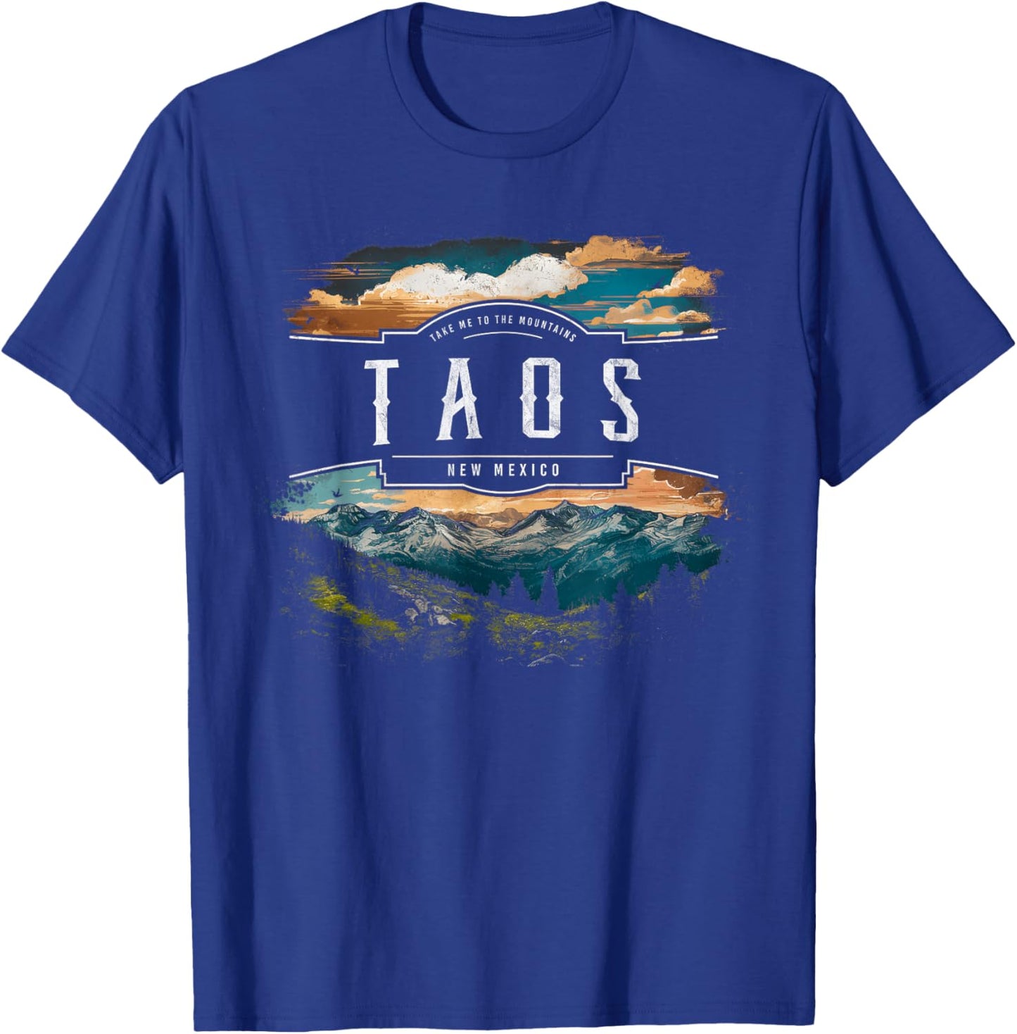 Taos Mountains New Mexico Hiking Outdoors Vintage T-Shirt - T-Shirt | Royal