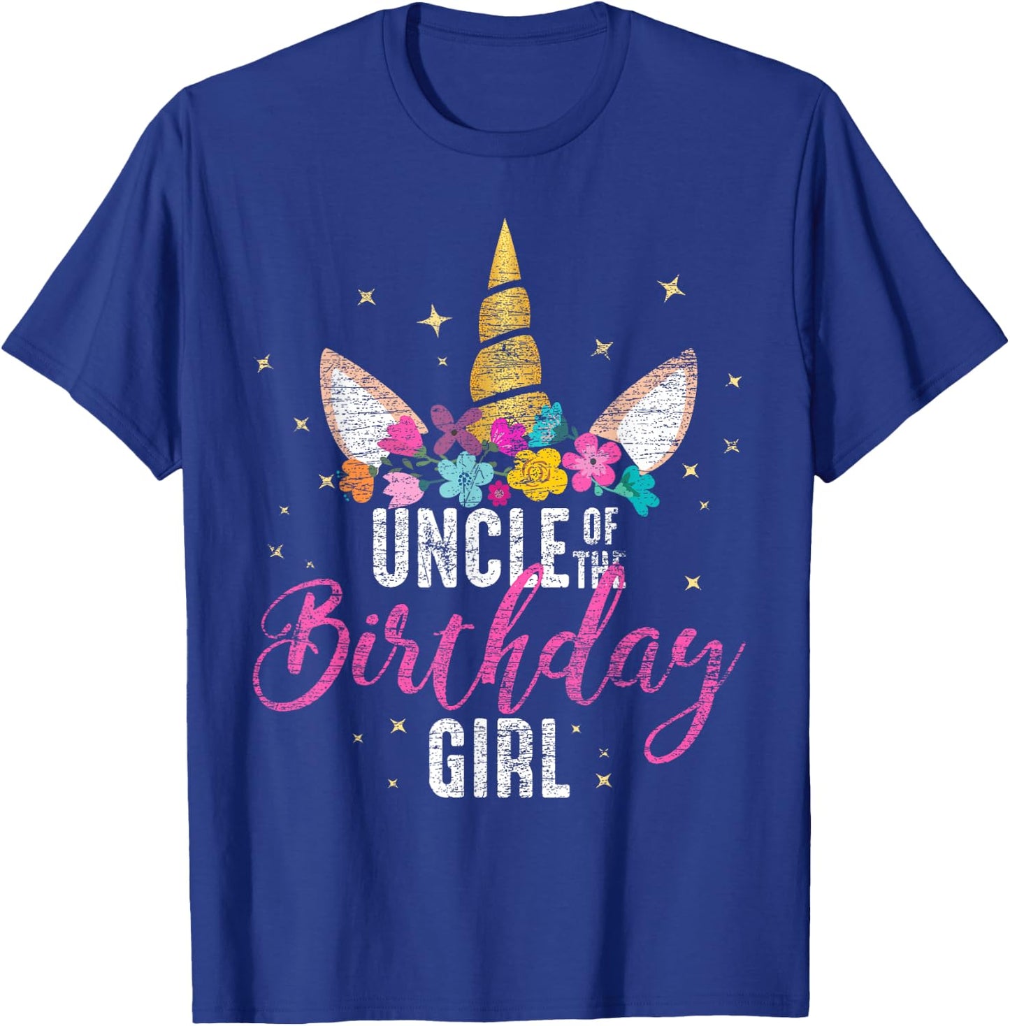 Uncle Of The Birthday Girl Uncle Gift Unicorn Birthday T-Shirt - T-Shirt | Royal