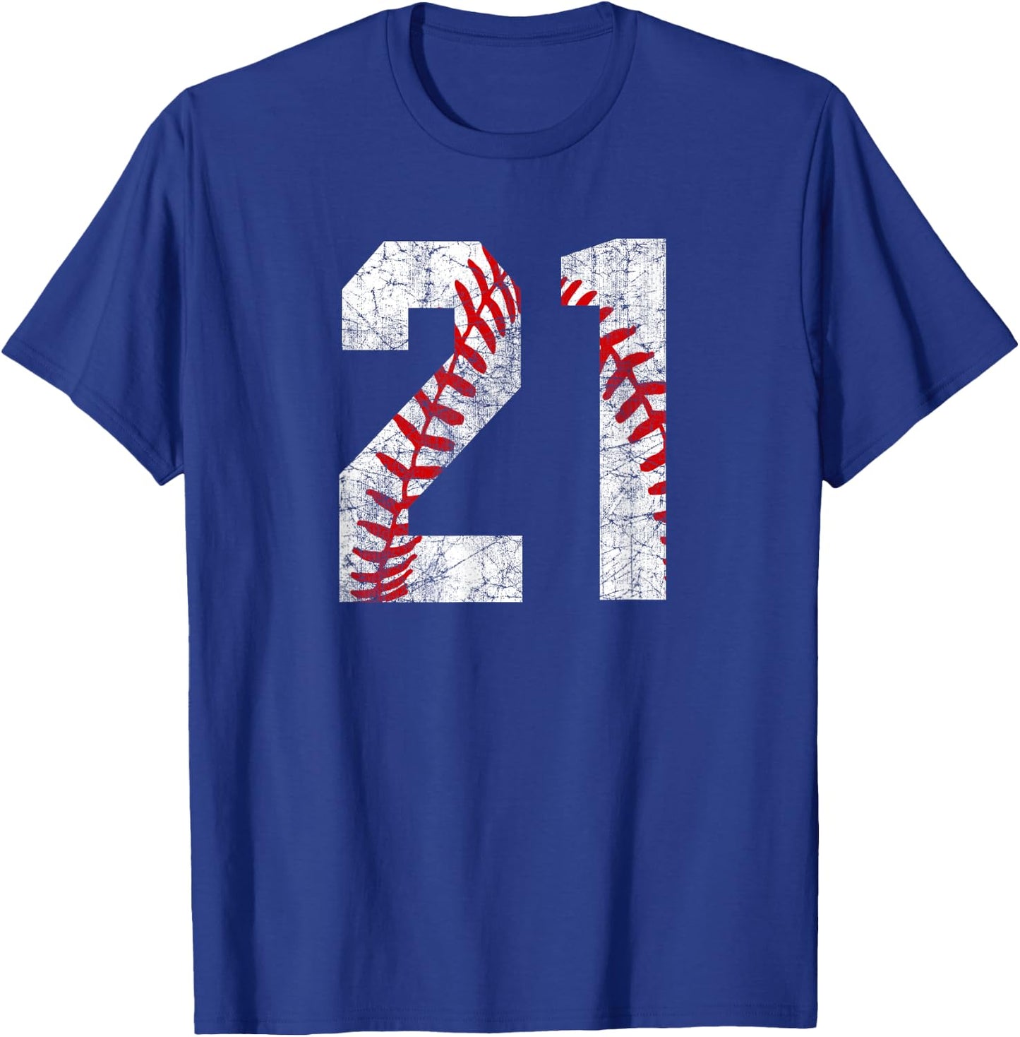 Vintage Baseball Mom #21 Jersey Baseball Player Number 21 T-Shirt - T-Shirt | Royal