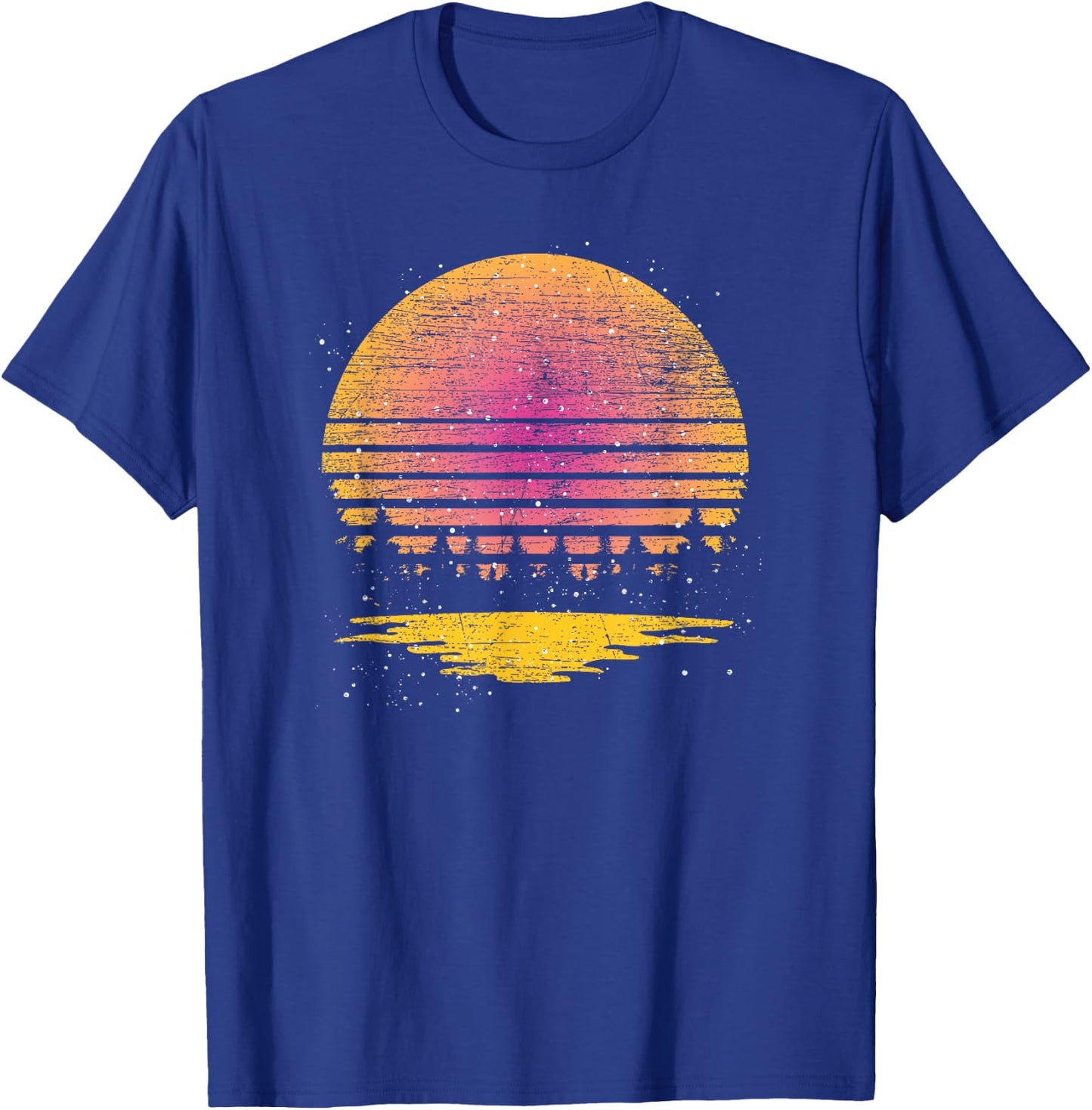 Reflection Full Moon Nature Wildlife Trees Retro Forest T-Shirt - T-Shirt | Royal