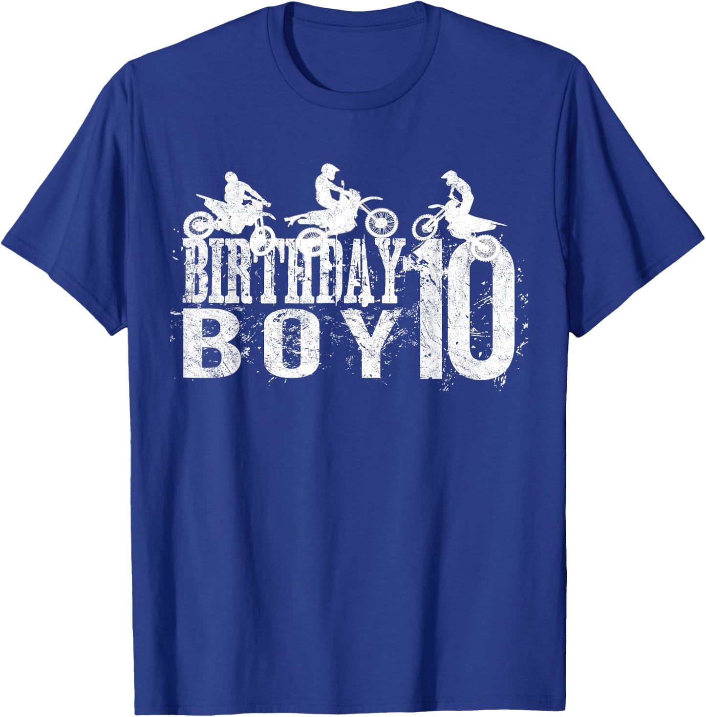 Dirt Bike Birthday Boy 10 Years Old 10th B-day Boys Party T-Shirt - T-Shirt | Royal