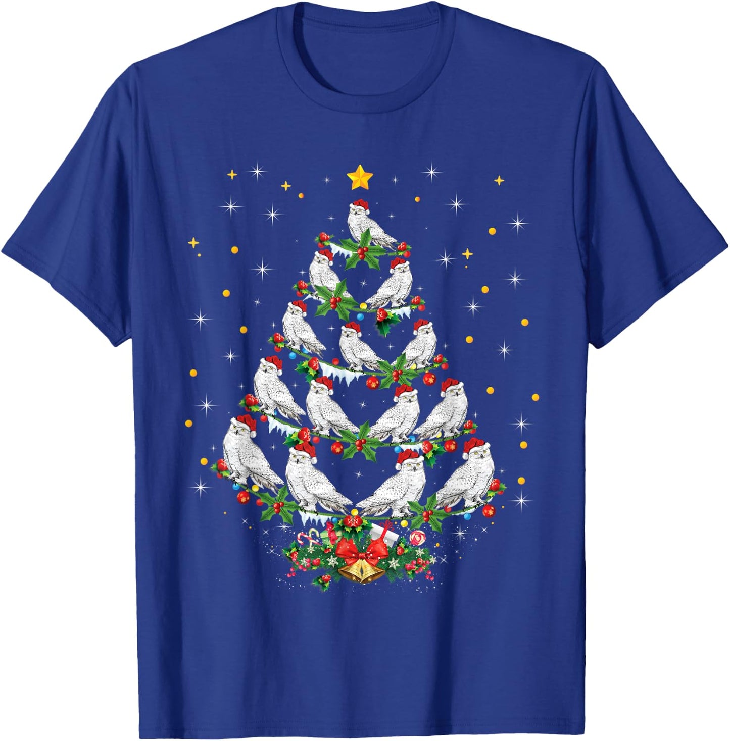 Snowy Owl Bird Lover Xmas Gift Snowy Owl Christmas Tree T-Shirt - T-Shirt | Royal