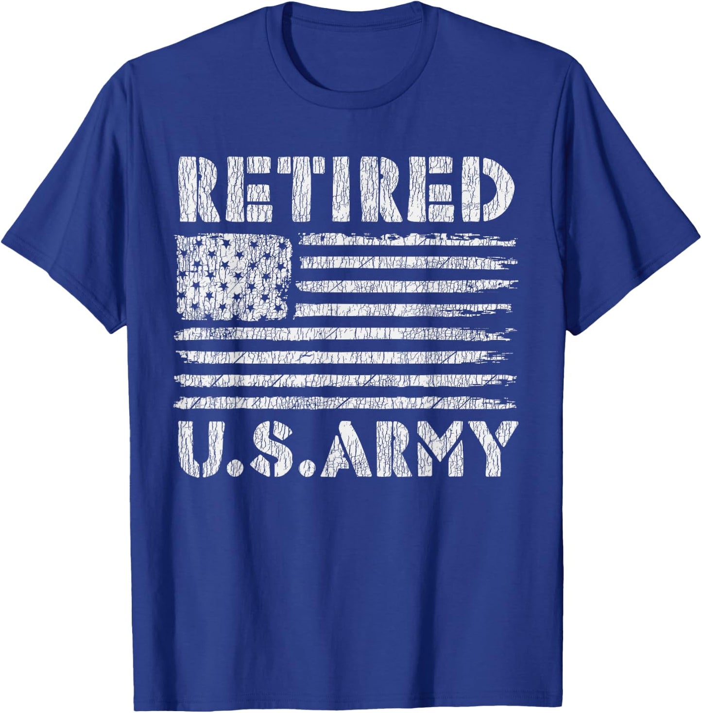 Vintage USA Flag Family Hero Proud Retired U.S Army Veteran Women Kids Men T-Shirt - T-Shirt | Royal