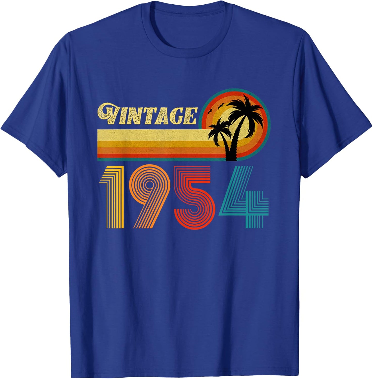 Vintage 1954 Birthday Gift Women 71 Years Retro Palm T-Shirt - T-Shirt | Royal
