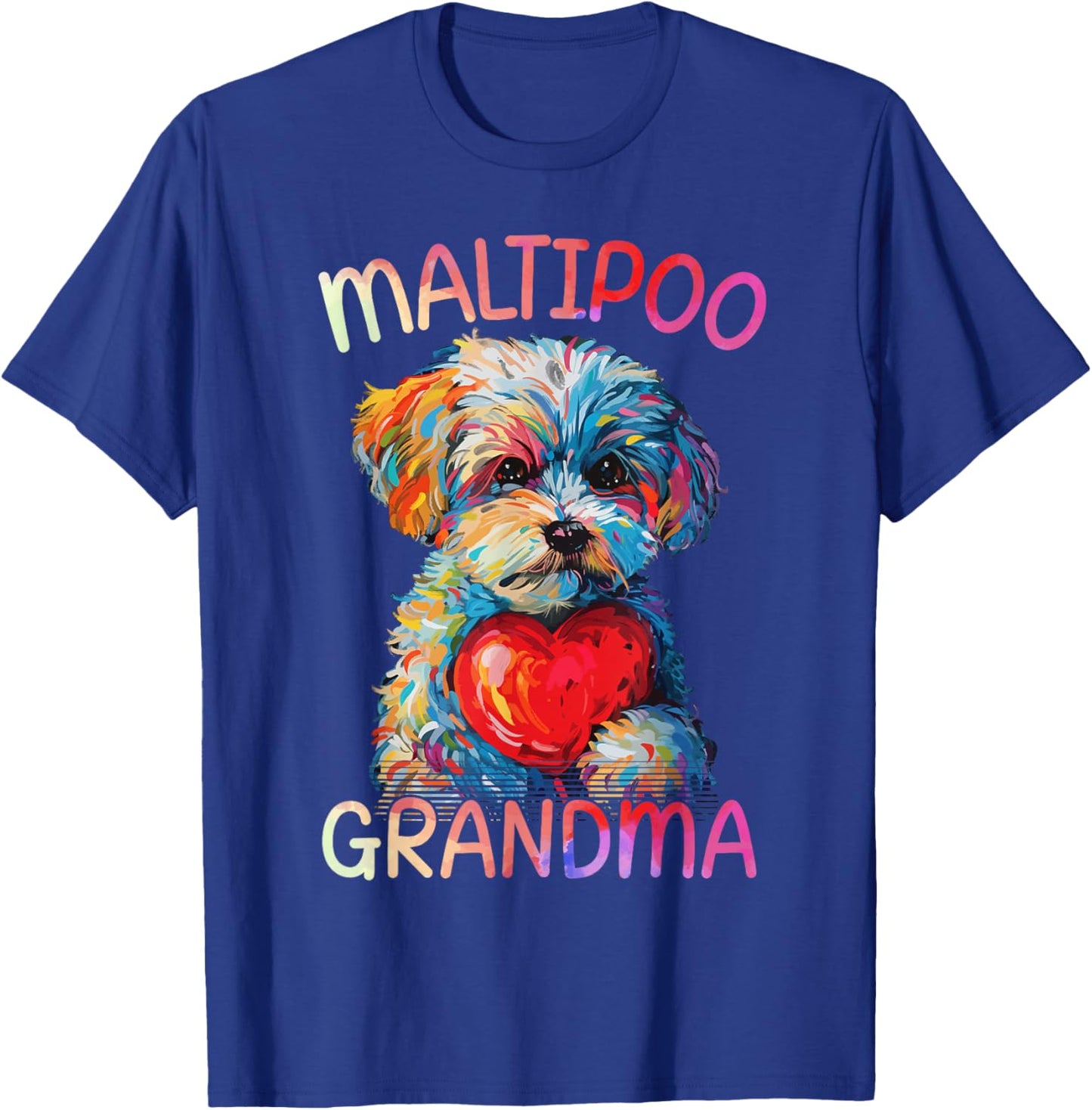 Maltipoo Dog Lovers Heart Pop Art Maltipoo Grandma T-Shirt - T-Shirt | Royal