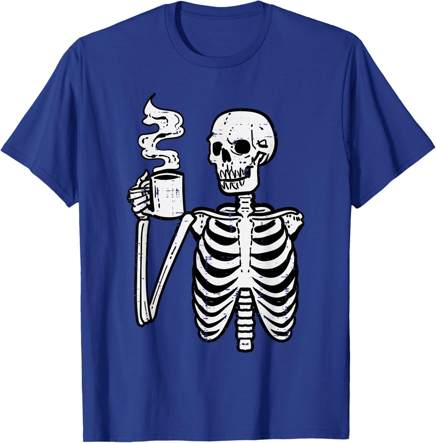 Halloween Skeleton Coffee Funny Costume Men Women Kids Boys T-Shirt - T-Shirt | Royal