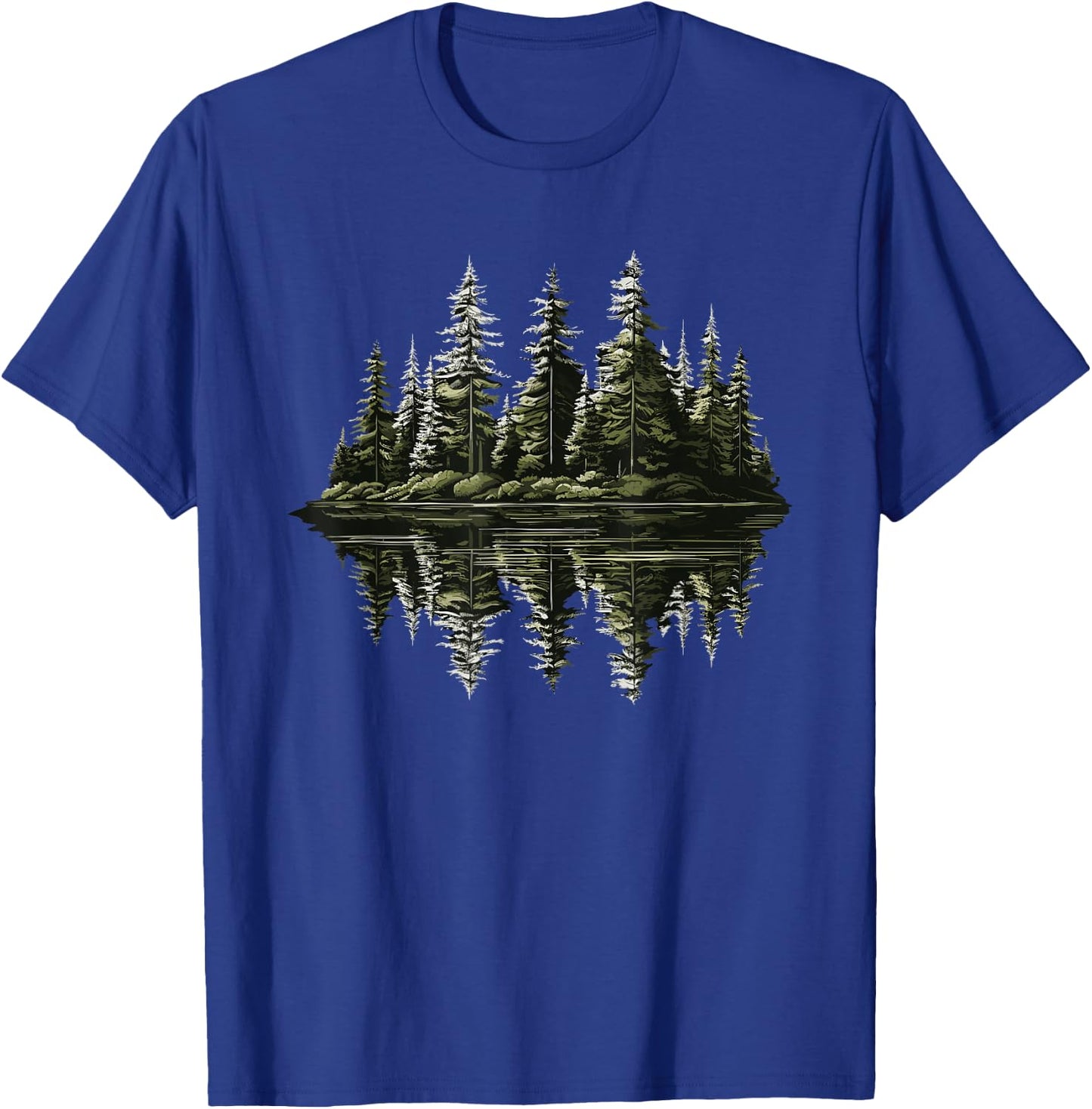 Mountain Landscape Reflection Forest Trees Outdoor Wildlife T-Shirt - T-Shirt | Royal