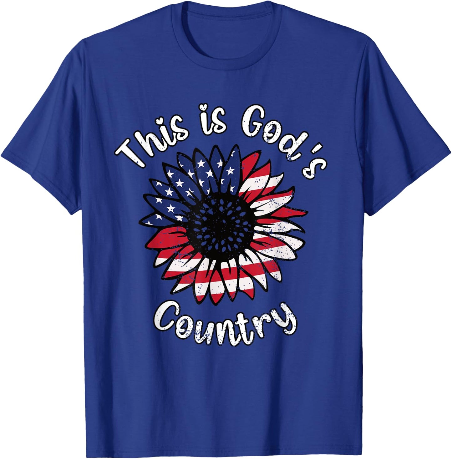 This Is God's USA Country Patriotic Christian Love Sunflower Women Girls Kids Men T-Shirt - T-Shirt | Royal