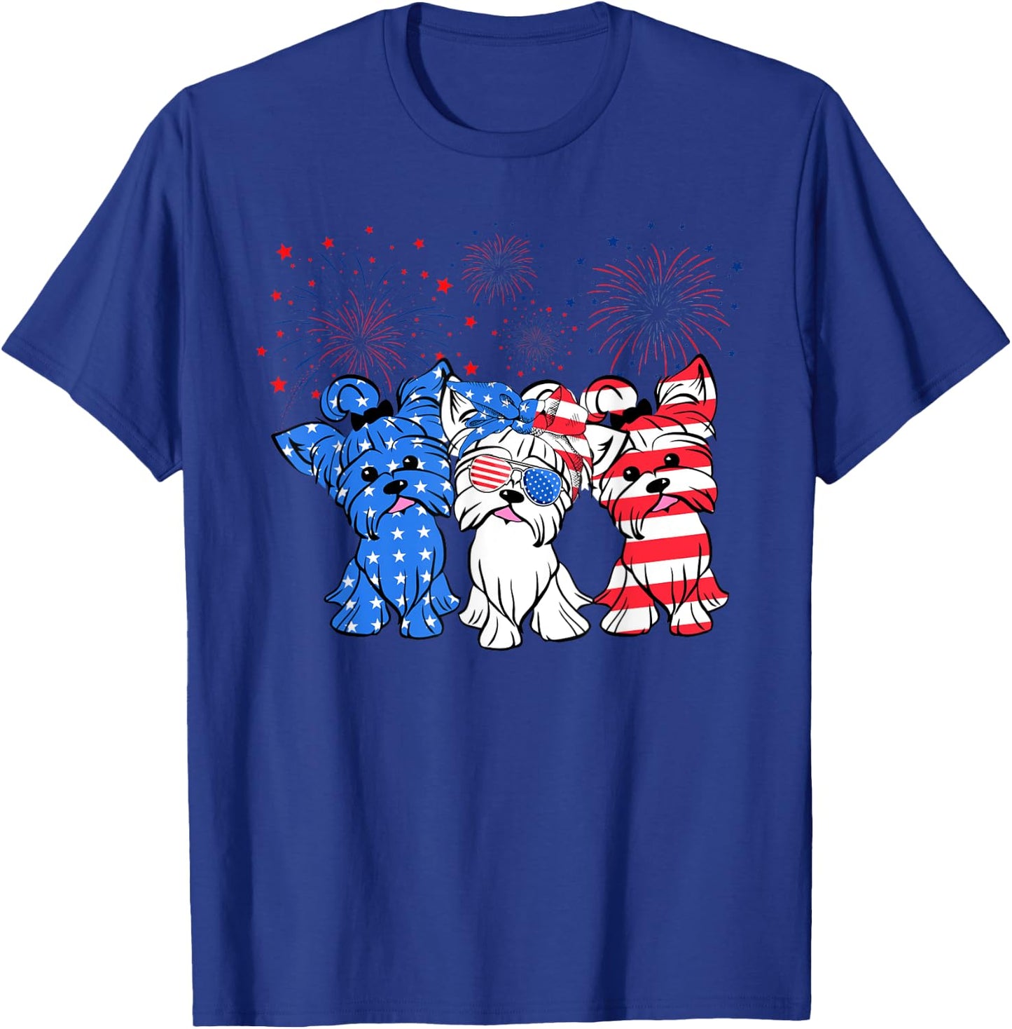 Funny Yorkie Yorkshire Dog American Flag Patriotic T-Shirt - T-Shirt | Royal