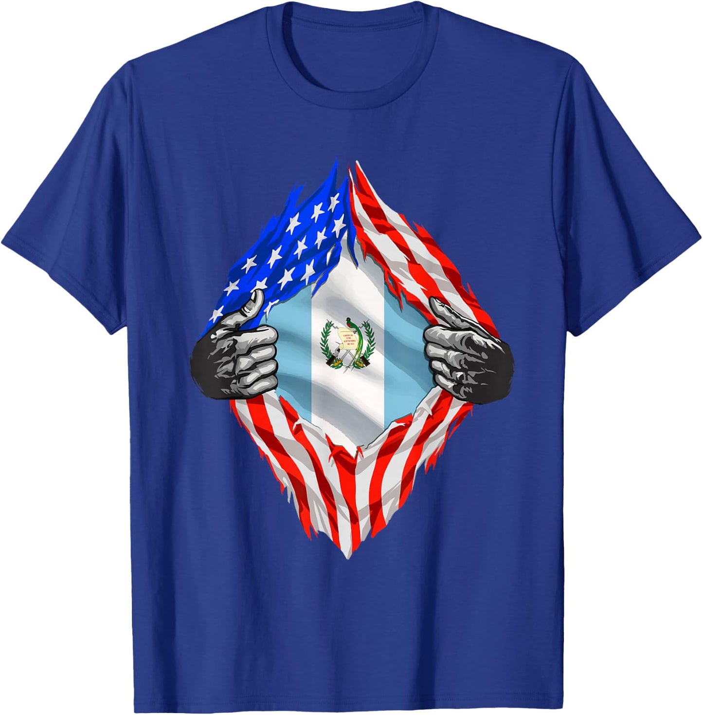 Guatemala Shirt Guatemala USA Flag Guatemalan American Roots T-Shirt - T-Shirt | Royal
