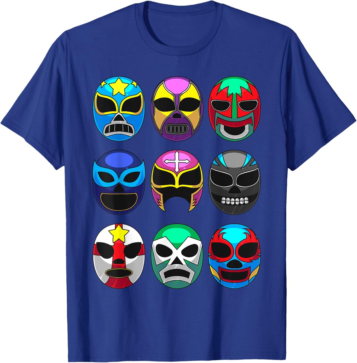 Cool Lucha Libre Wrestlers Masks | Funny Wrestling Gift Fan T-Shirt - T-Shirt | Royal