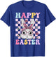 Retro Groovy Happy Easter Bunny Checkered Girl Kid T-Shirt - T-Shirt | Royal