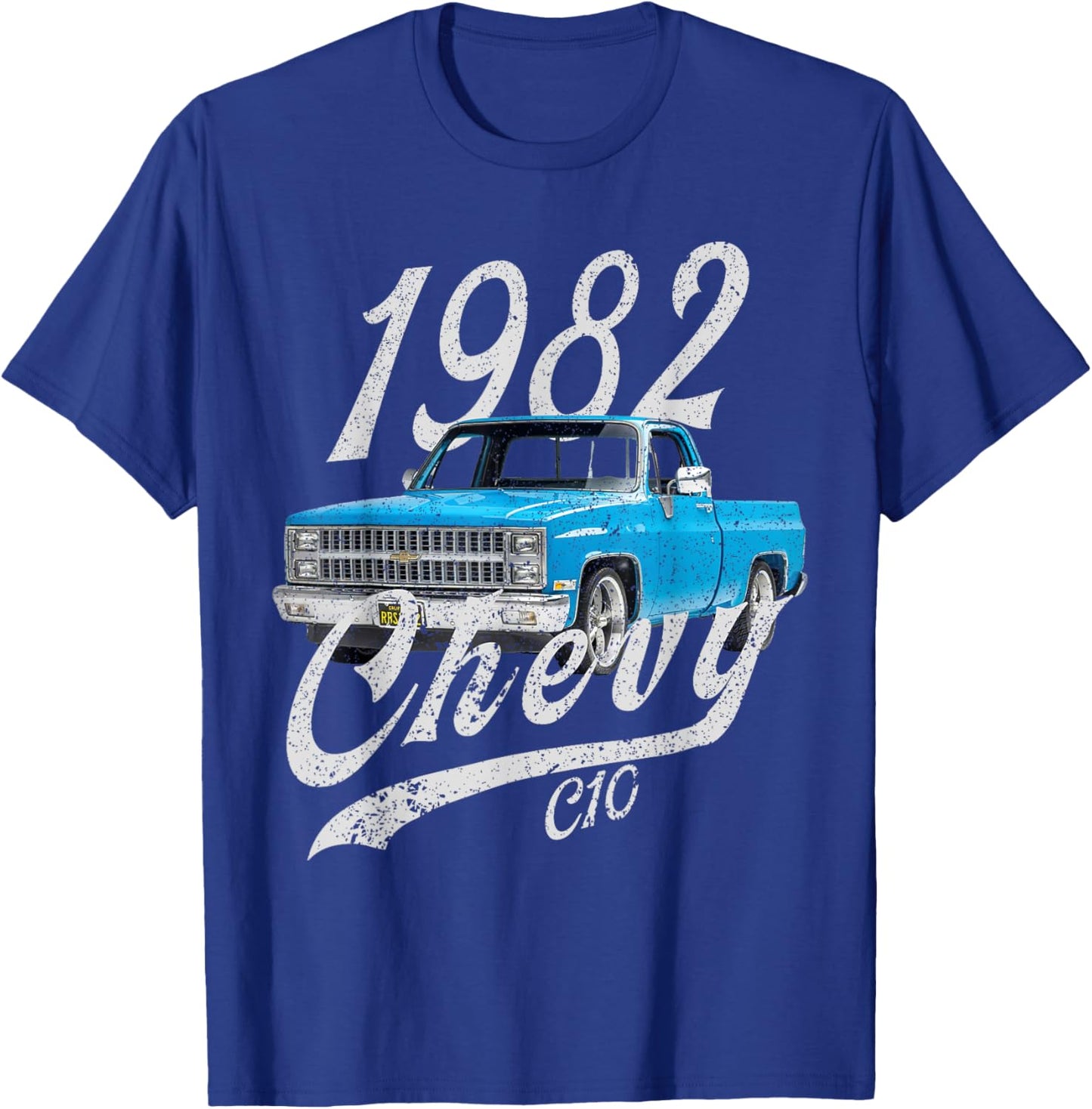 1982 Chevys C10 Pick Up Back of Rear Drawing T-Shirt - T-Shirt | Royal