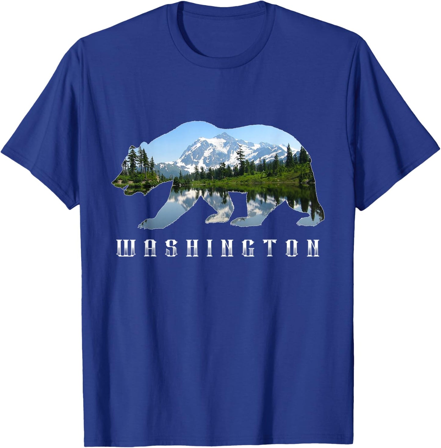 Washington Bear & North Cascades Park Image Souvenir T-Shirt - T-Shirt | Royal