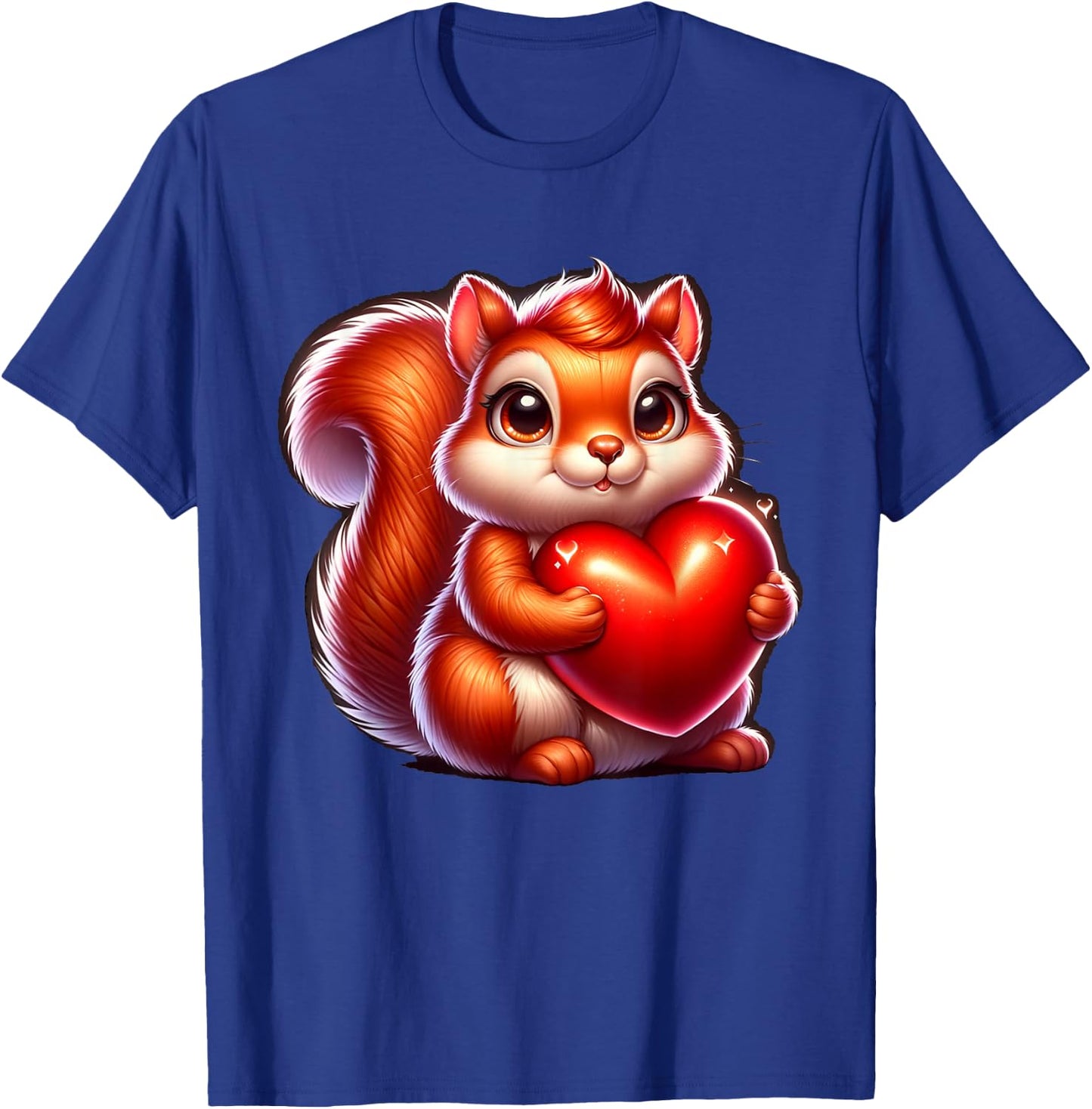 Cute Funny Squirrel Hugging Heart Valentines Day T-Shirt - T-Shirt | Royal