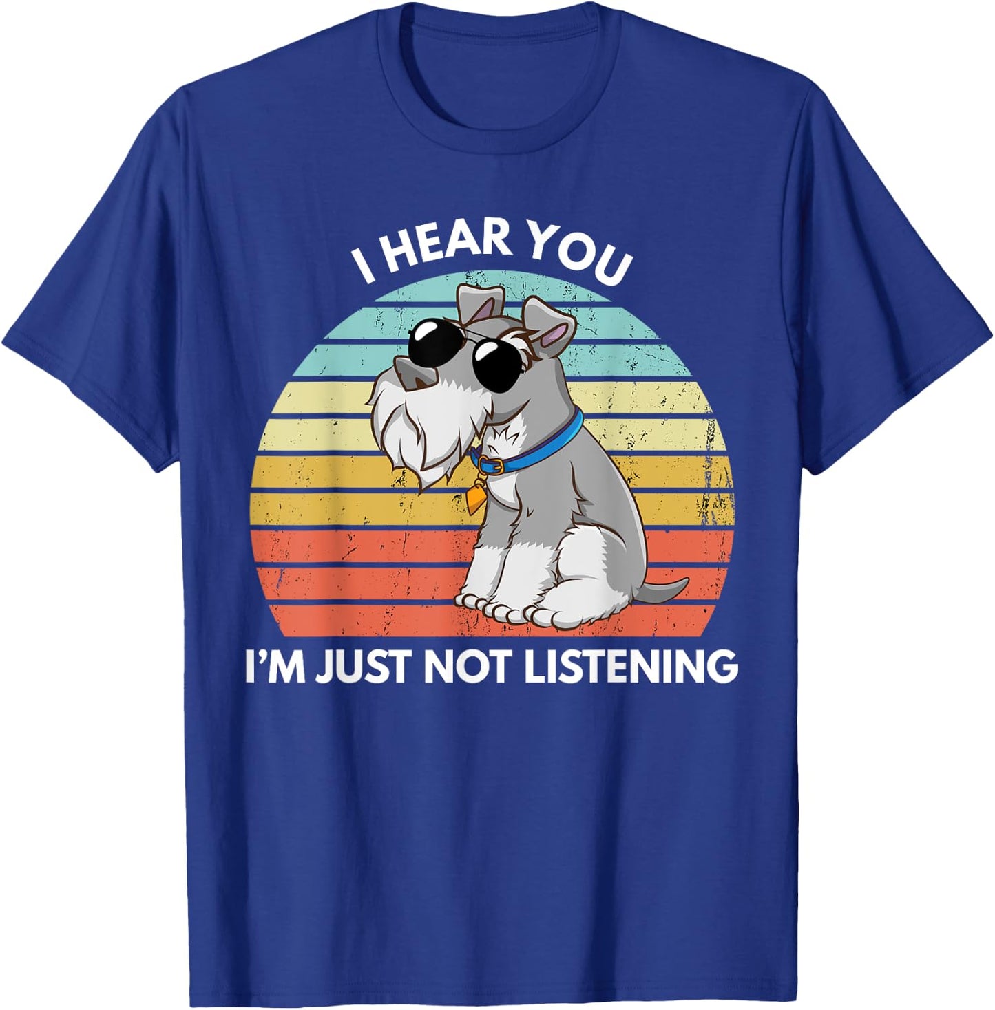 FoxioStar Miniature Schnauzer Gifts I Hear You I'm Just Not Listening Funny Black Cotton Polyester T-Shirt - T-Shirt | Royal